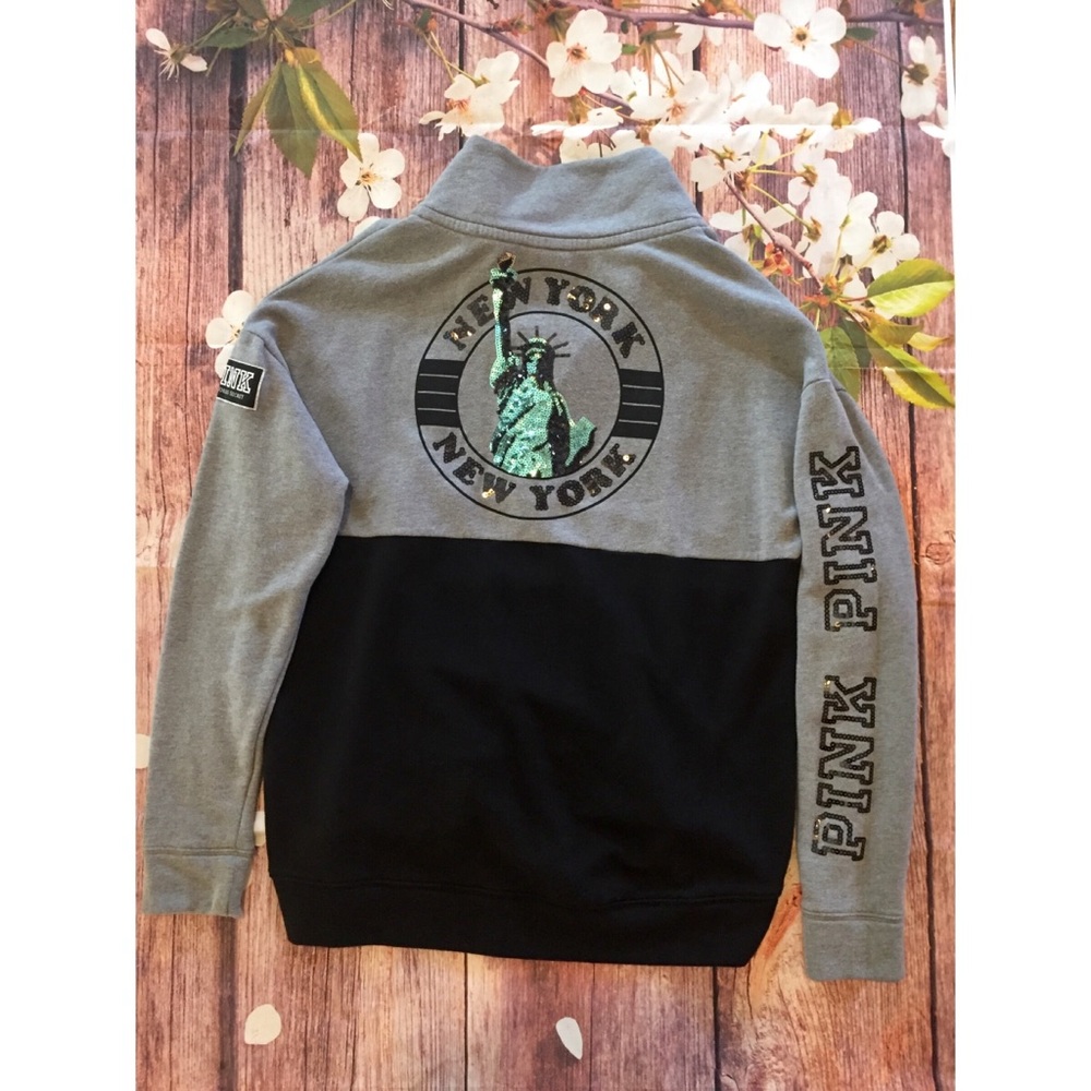 Vs pink NEW YORK  bling quarter zip liberty